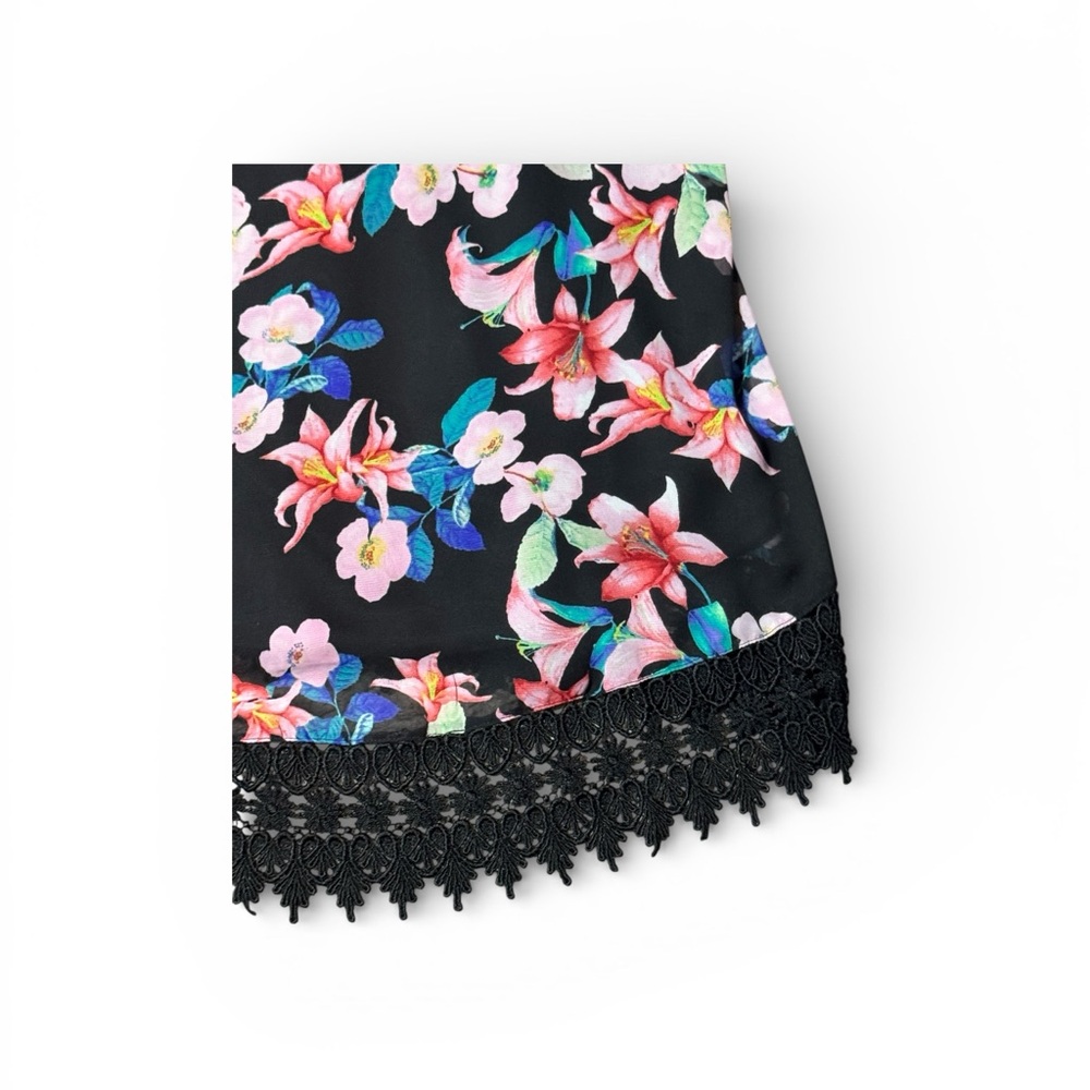 Show Me Your MuMu Black Floral Lined Mini Slip Dress Size Medium - Picture 7 of 10